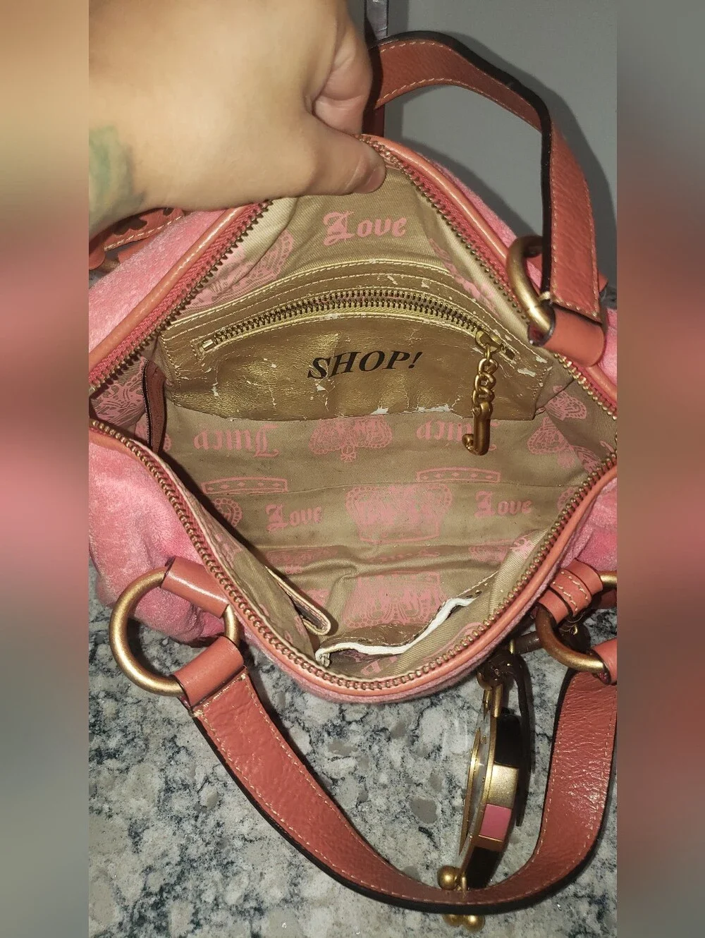 Juicy Couture Y2K Vintage Pink Terrycloth Satchel Purse